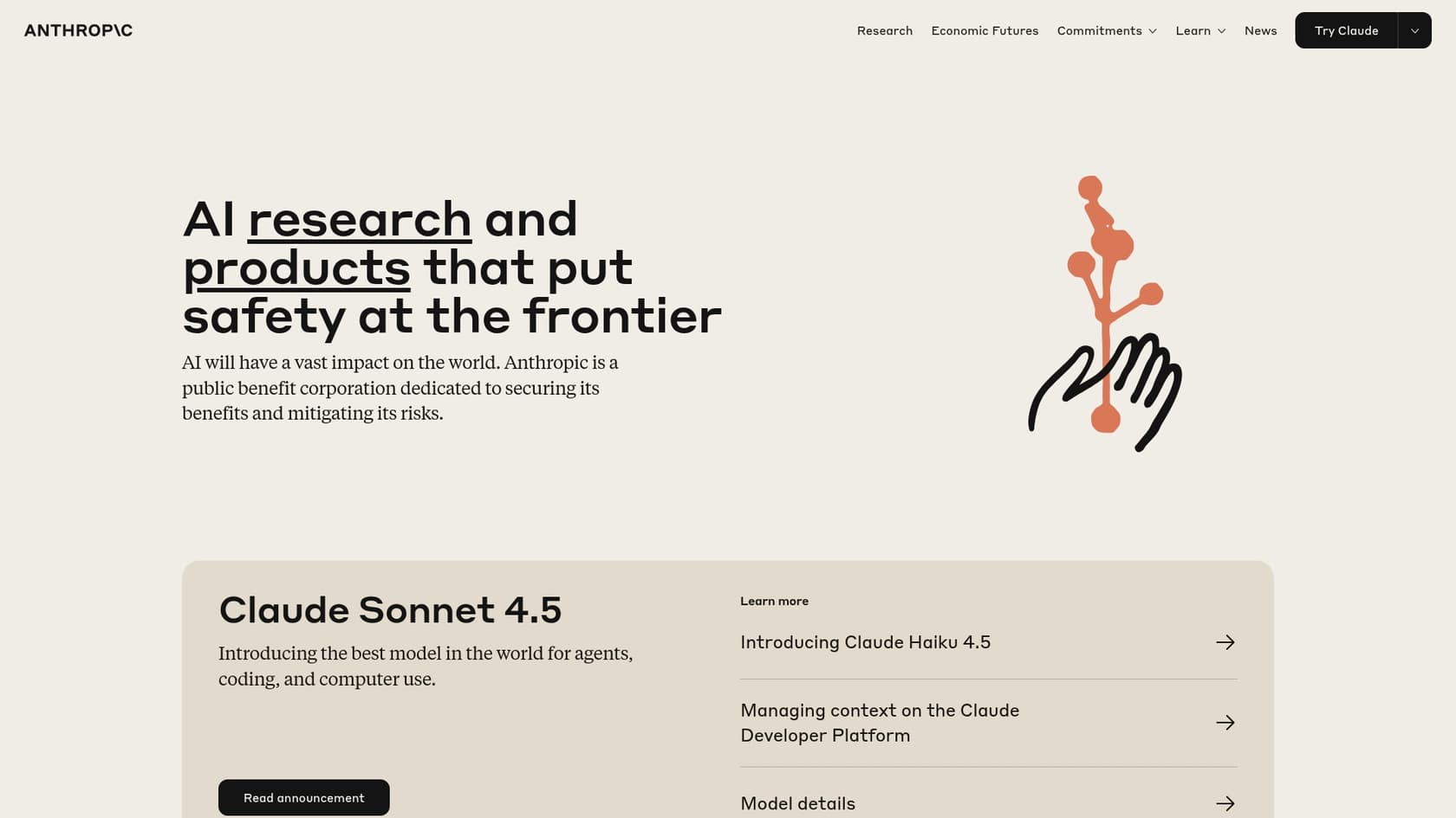 A screenshot of the Claude 3.5 landing page, a strong alternative to Einstein for Developers for code analysis.