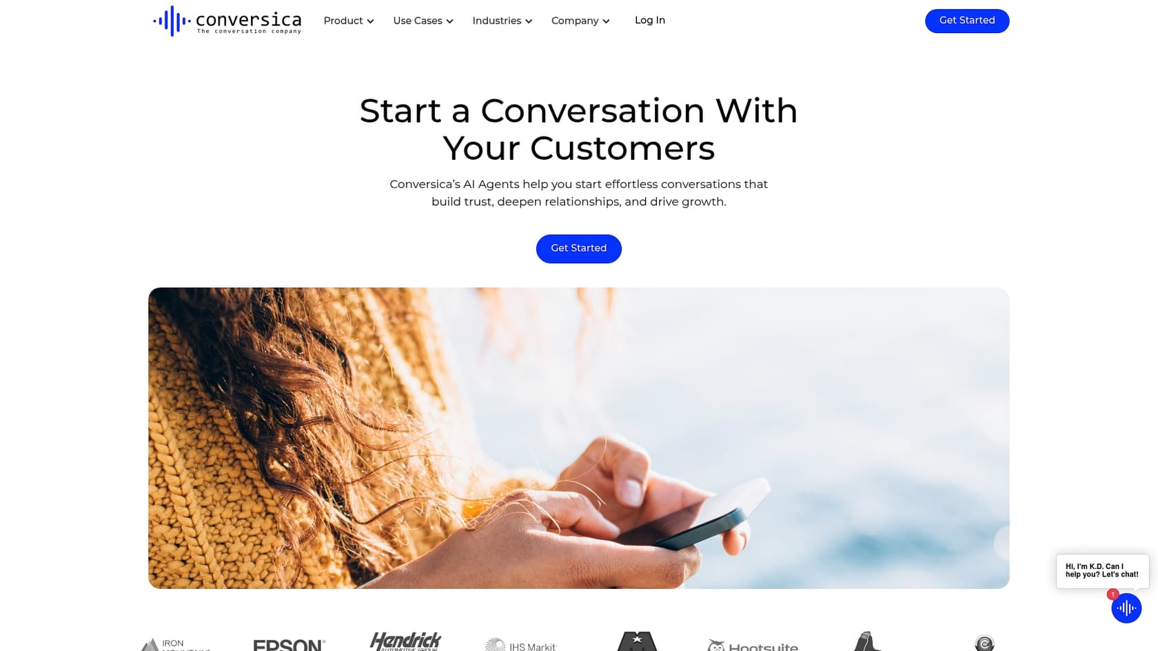 A screenshot of the Conversica landing page, which is one of the best Salesforce AI assistants.