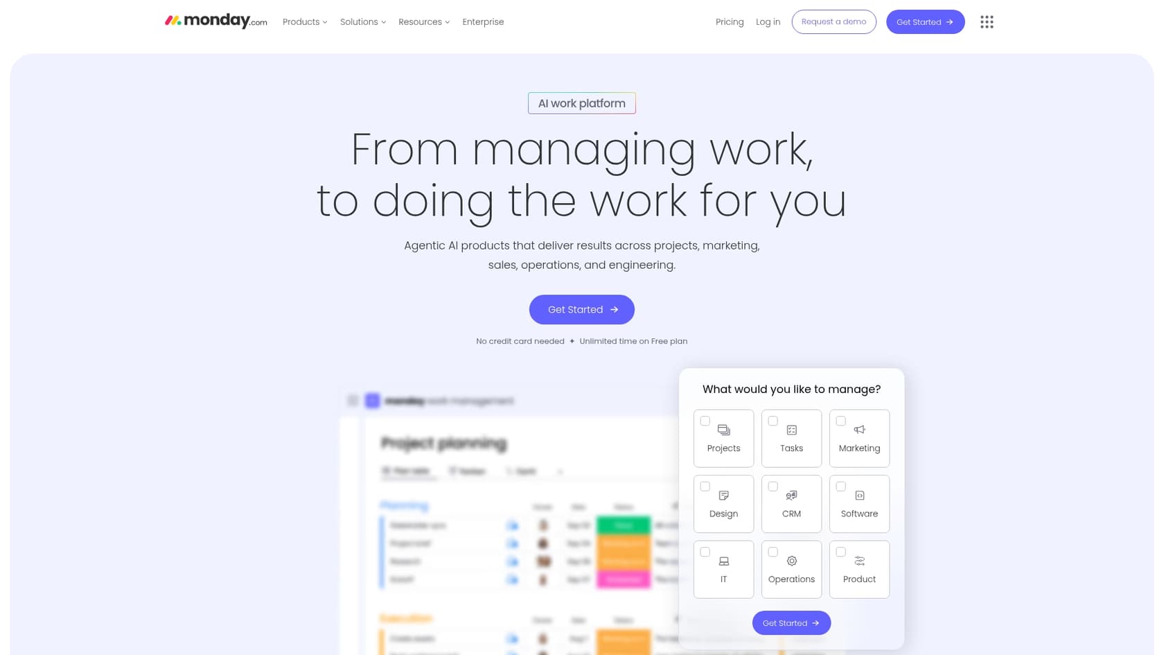 A screenshot of the Monday.com landing page, one of the top Jira alternatives for agile teams.