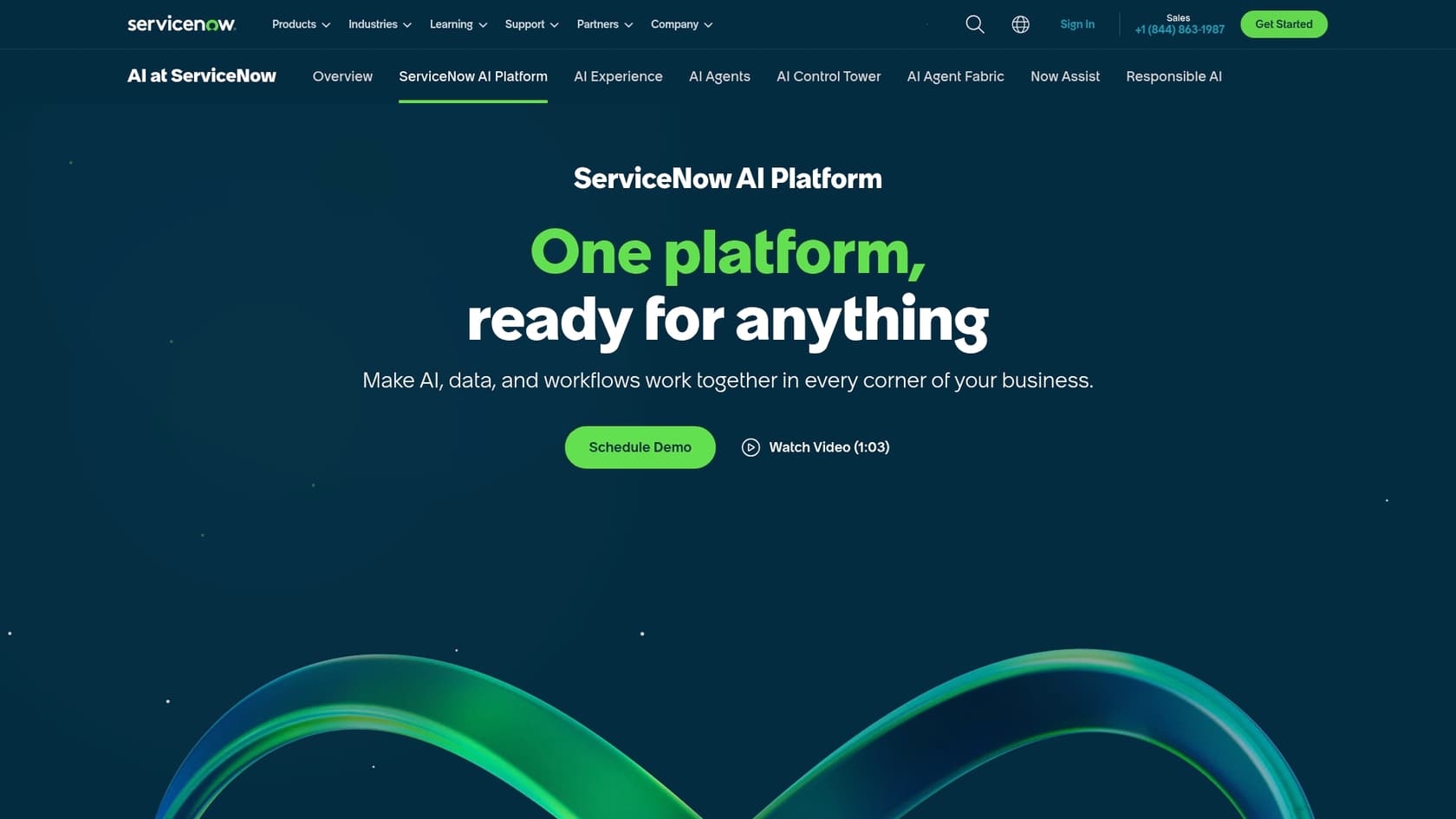 An overview of the ServiceNow AI products platform, illustrating its integrated nature.