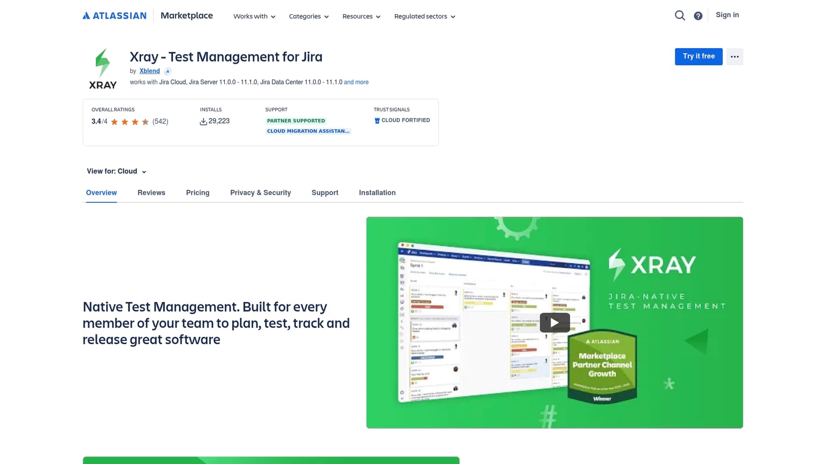 A screenshot of the Xray test management for Jira landing page, which is one of the best test management tools for Jira.