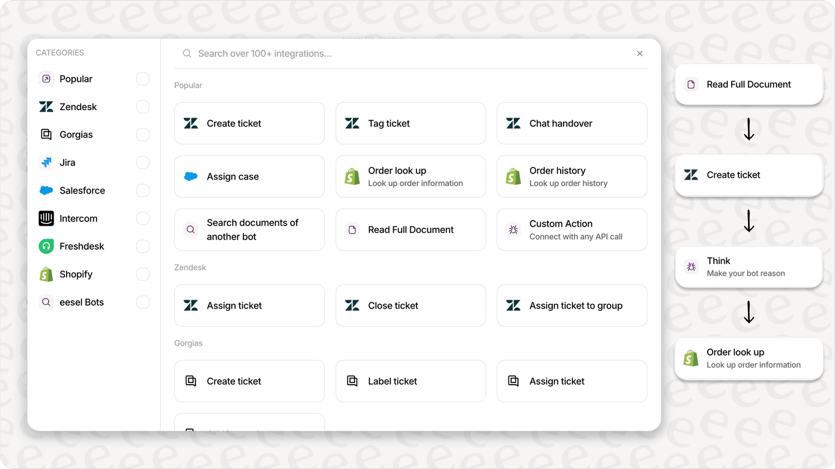 eesel AI workflow setup screen. 