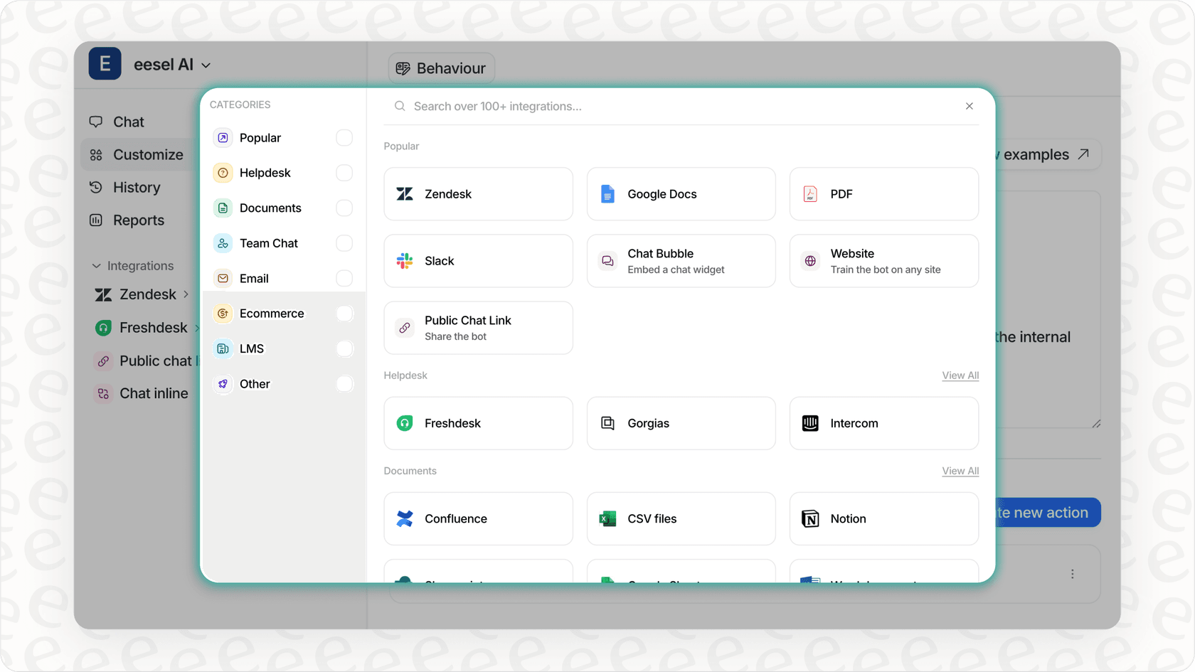 eesel AI knowledge source integrations.