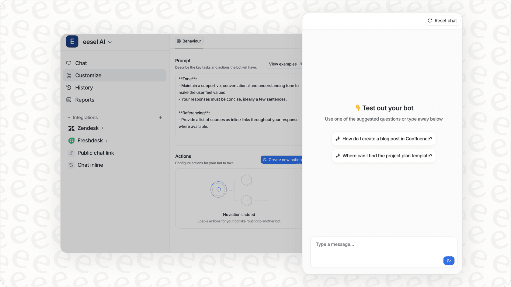eesel AI sandbox testing environment for safe rollout.