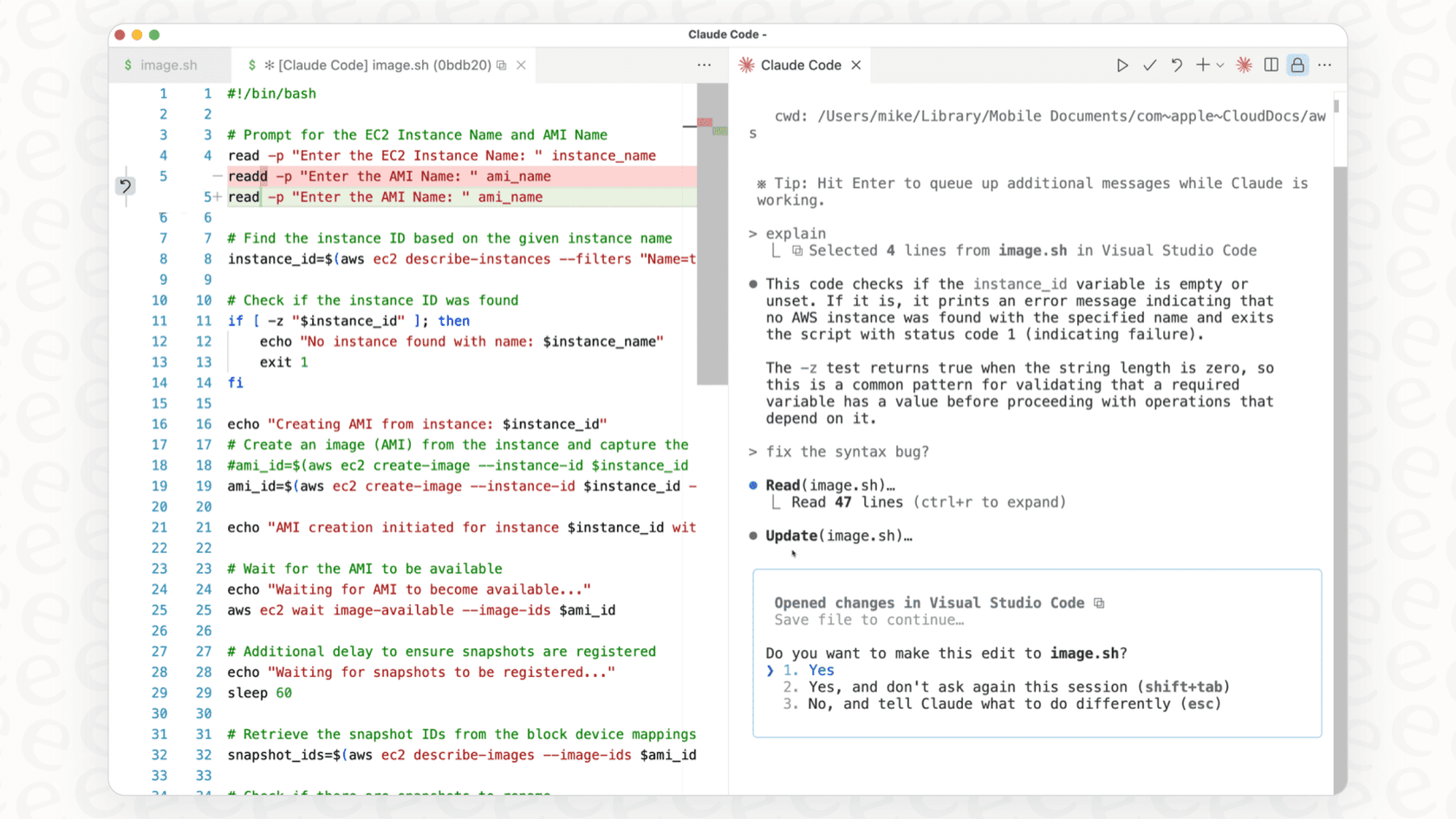 A screenshot showing Claude Code