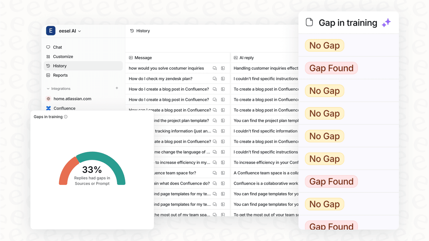 eesel AI can work alongside Freshdesk to identify knowledge gaps by analyzing past support tickets.