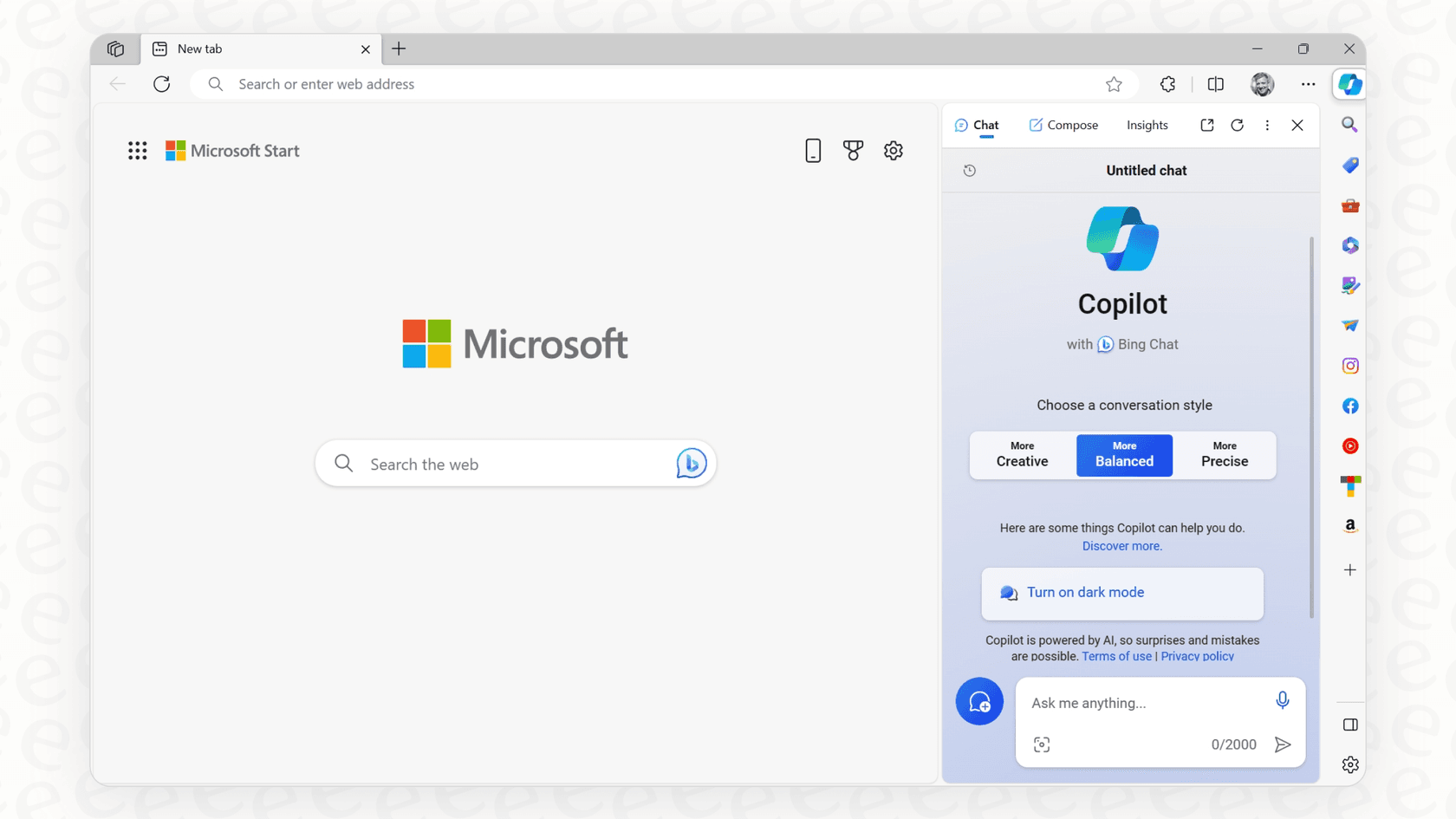Screenshot of Microsoft Copilot in Edge.