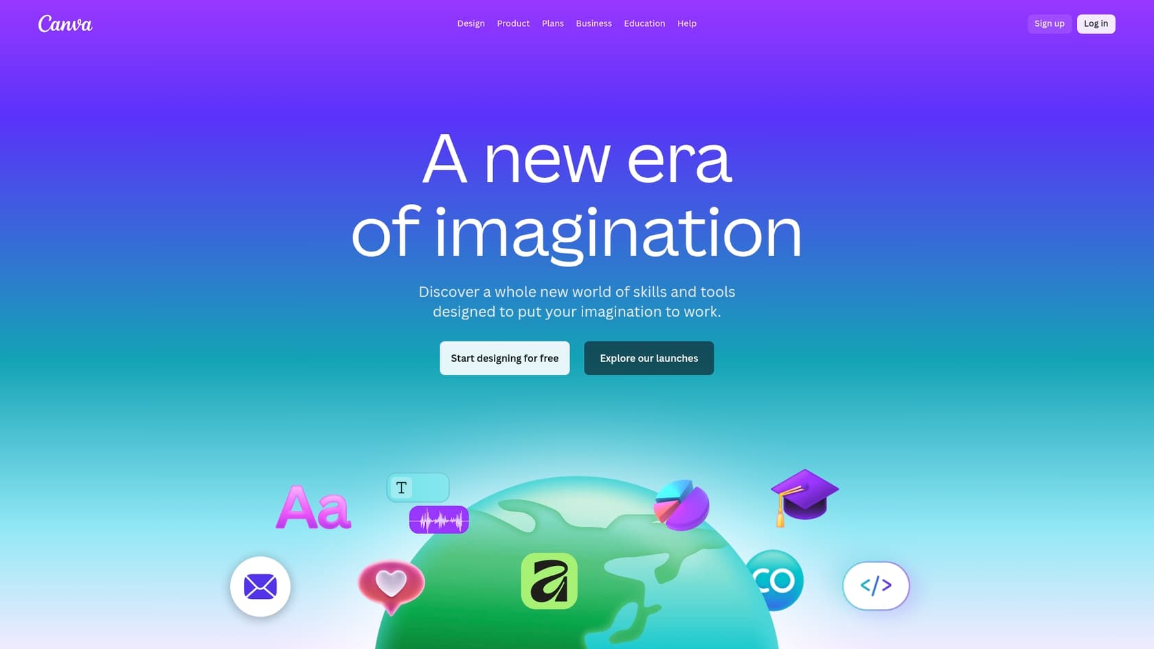 A screenshot of the Canva landing page, an example of AI tools for technical writers.