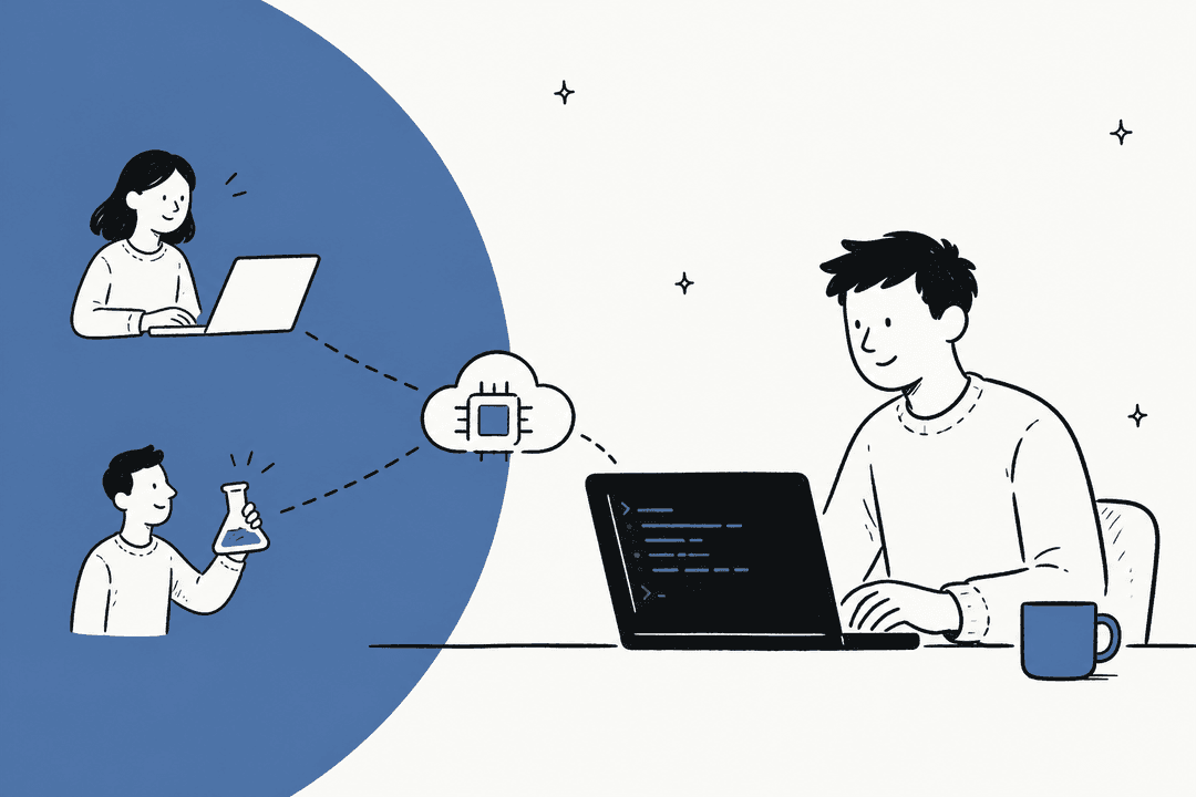 Developers experimenting with an AI API through a terminal and cloud service