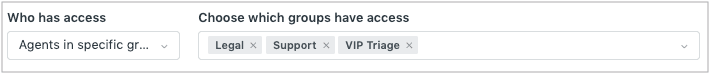Access control settings for shared views with group selection options