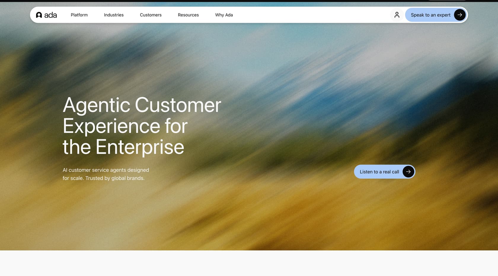 Ada's landing page