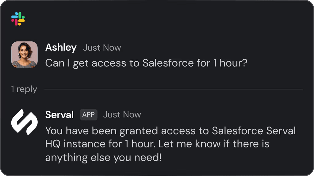 Serval's Help Desk Agent in Slack, taken from Serval's homepage