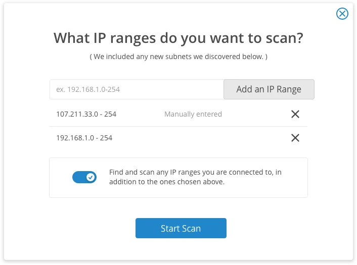The Spiceworks Inventory subnet scan results, as taken from Spiceworks