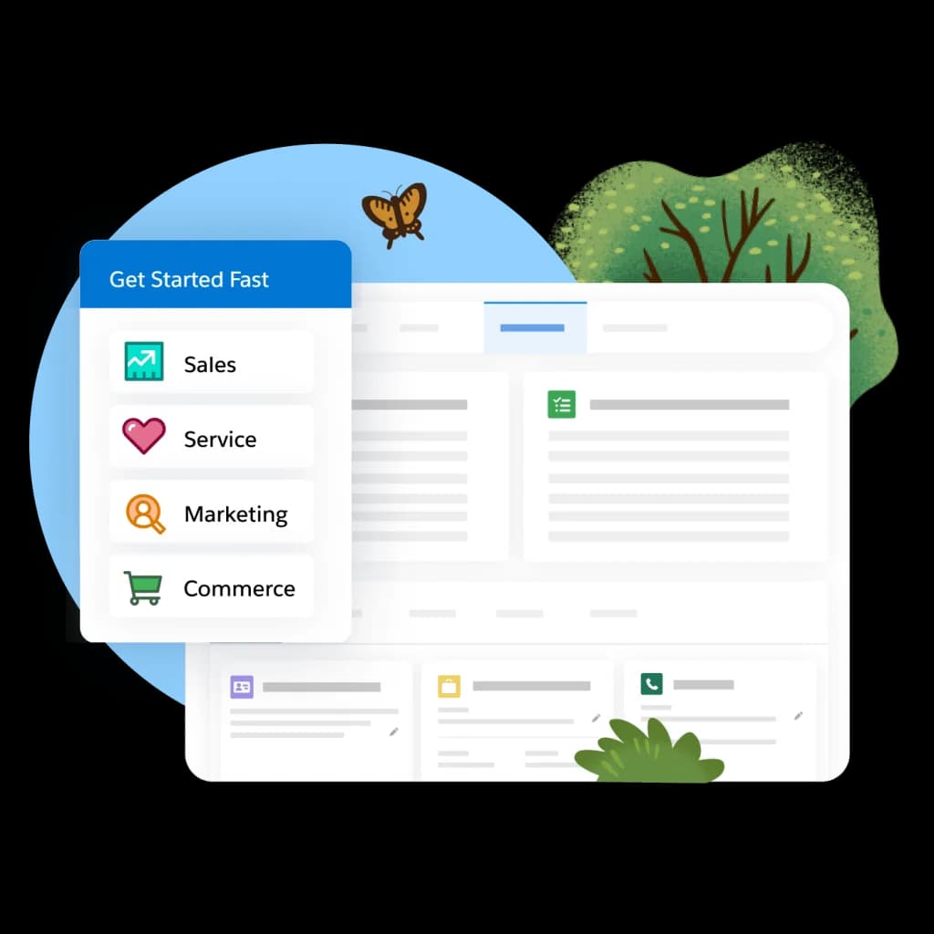 Salesforce Commerce Cloud's unified sales, service, and commerce dashboard, as shown on Salesforce