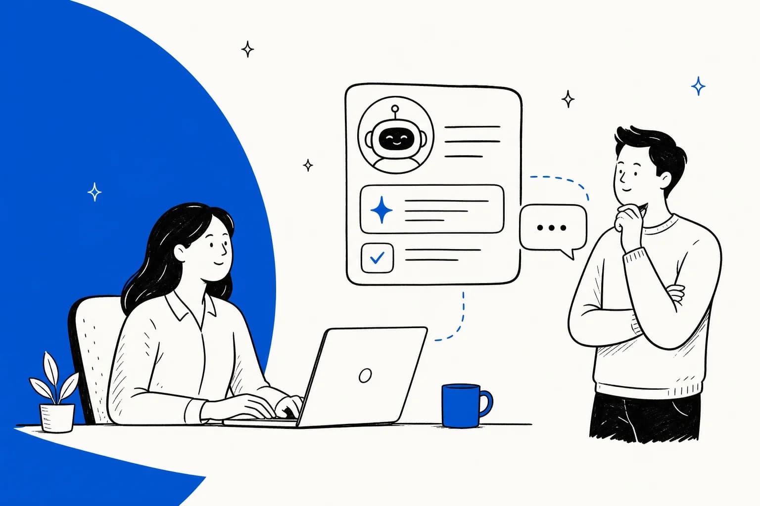 Illustrated banner for a guide on adding AI to Jira Service Management