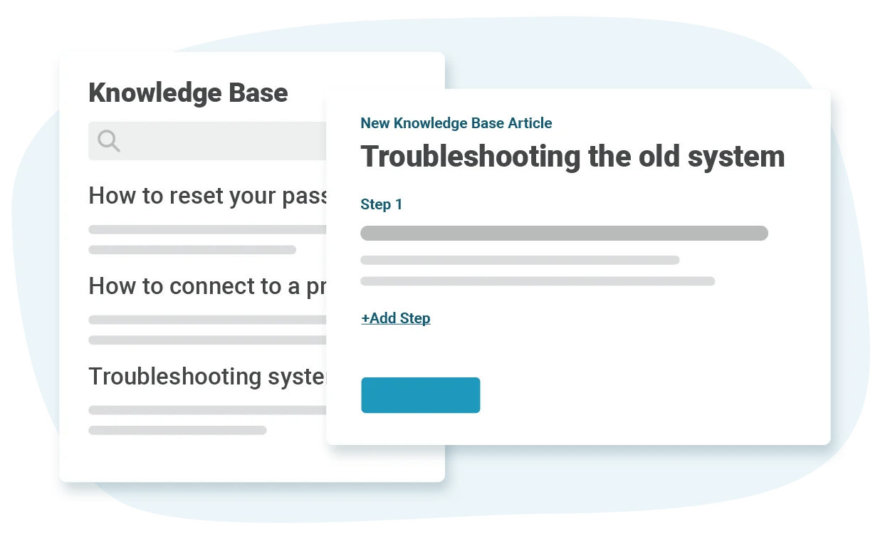 The Spiceworks knowledge base with an article being written step by step, as taken from Spiceworks