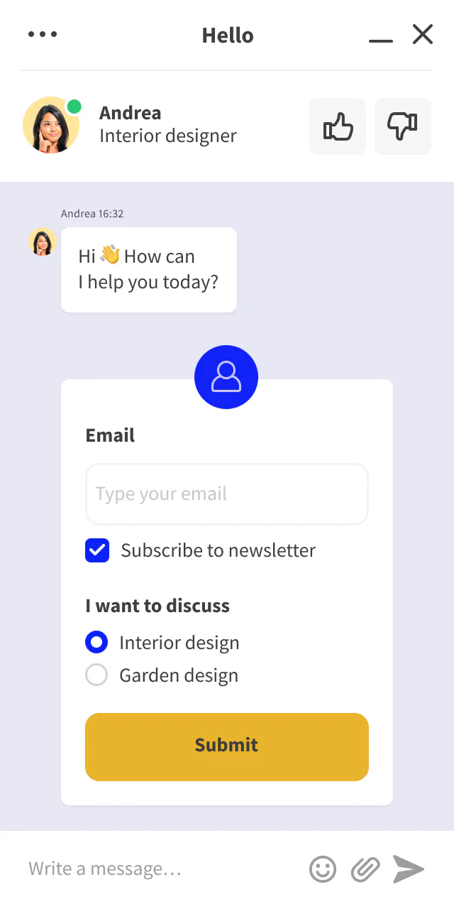 LiveChat chat widget showing a localized greeting and a pre-chat form, as taken from LiveChat