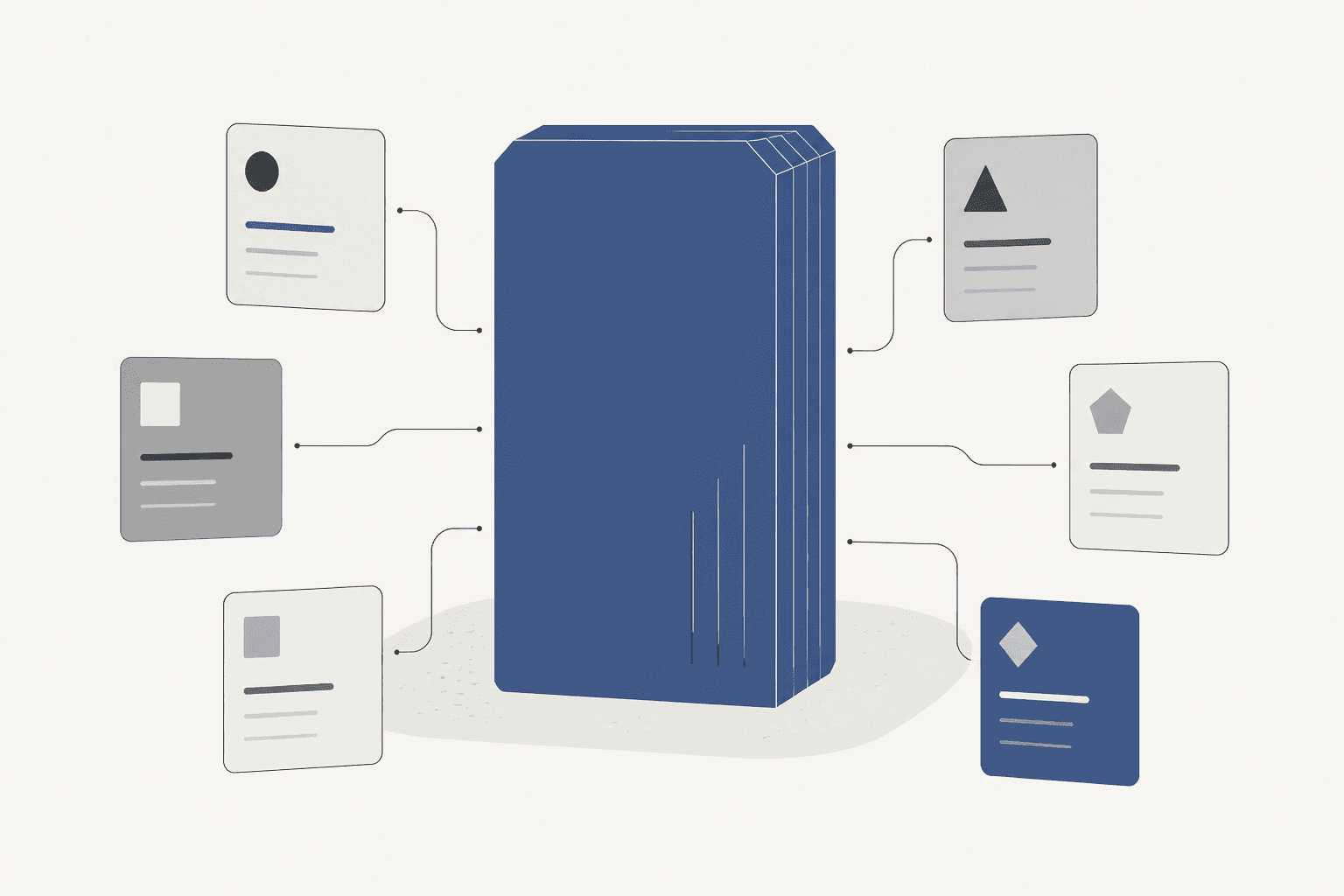 Illustration of one dominant frontier AI model surrounded by a lineup of smaller alternative models