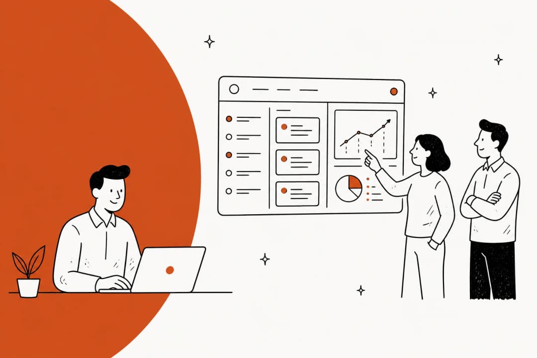 Illustration of an MSP ticketing system queue and PSA platform dashboard