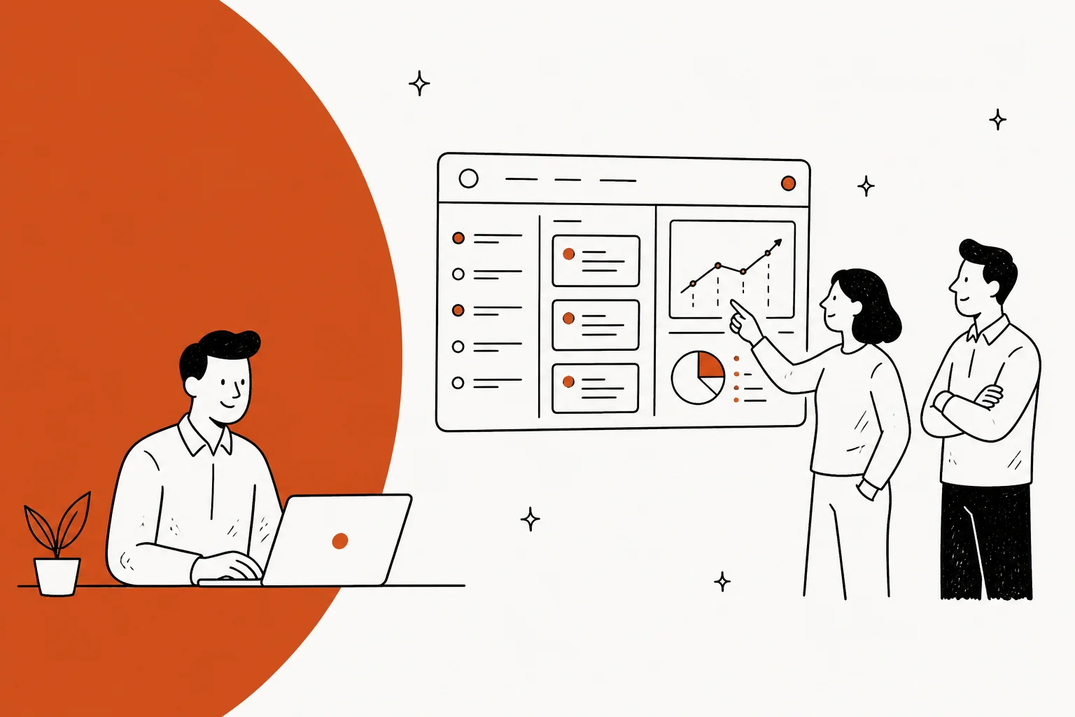 Illustration of an MSP ticketing system queue and PSA platform dashboard