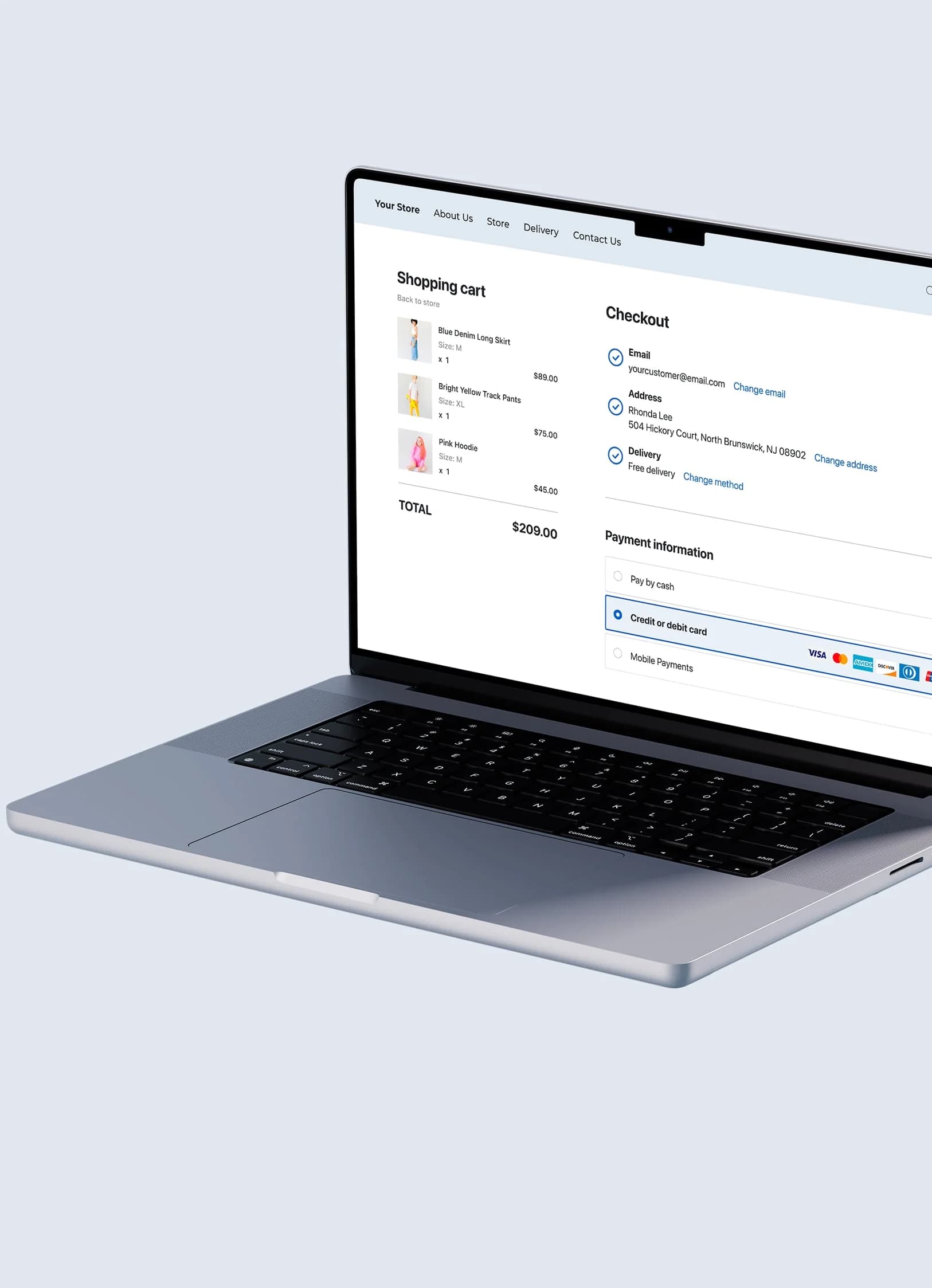 An Ecwid-powered store cart and checkout, as shown on Ecwid
