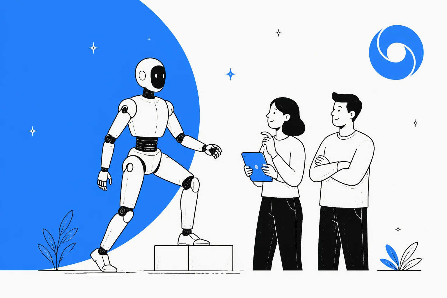 Illustration of a humanoid robot control model, representing Gemini Robotics 2