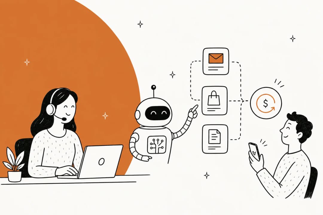 Illustrated hero banner for a guide on automating refund requests with AI