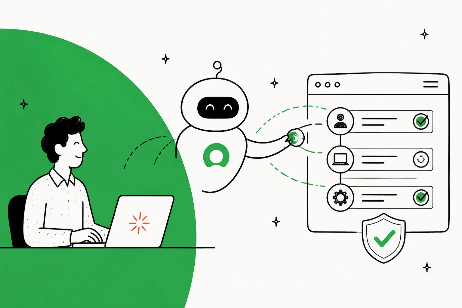 Illustration of Claude reaching into a ServiceNow instance through governed workflow records