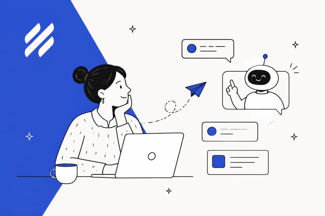 Help Scout AI ticket deflection illustration with the Help Scout logo