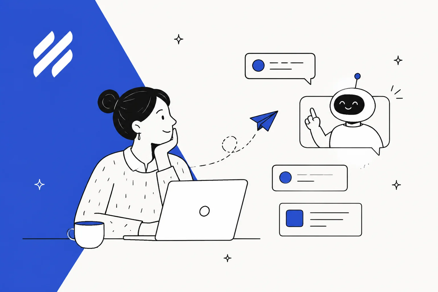 Help Scout AI ticket deflection illustration with the Help Scout logo
