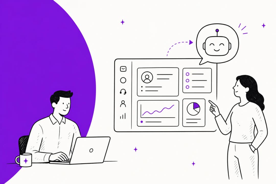 Hero illustration for a guide on adding an AI agent to a Freshservice IT service desk