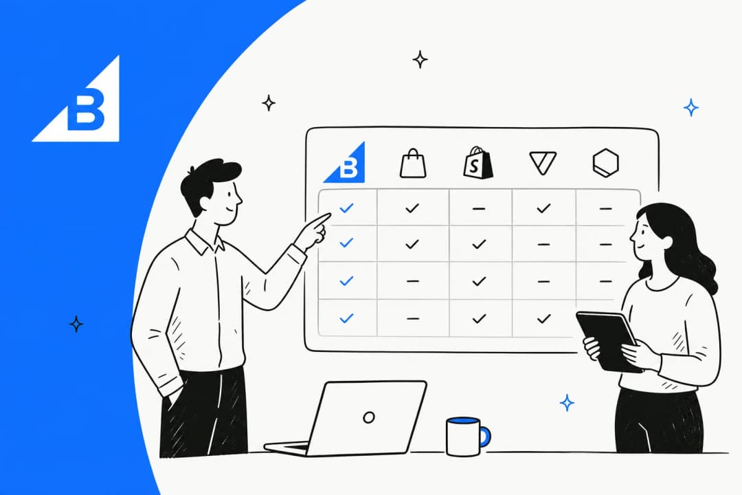Illustrated banner for a guide comparing the best BigCommerce alternatives in 2026