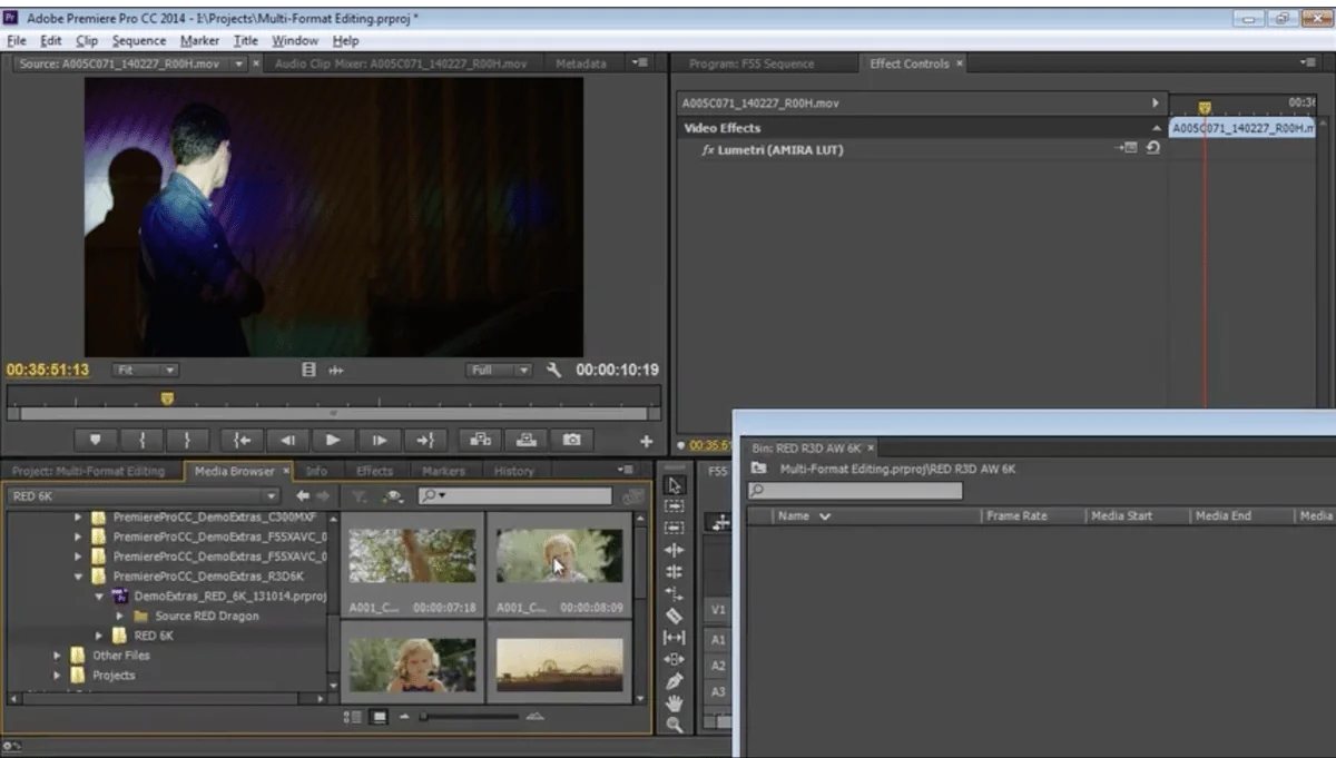 The Adobe Premiere Pro timeline and media browser interface, as shown on Adobe's G2 listing