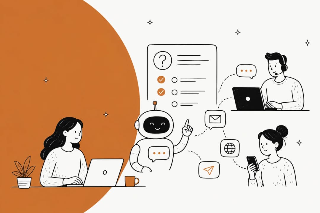Illustrated banner for a guide on the best AI tools for FAQ automation