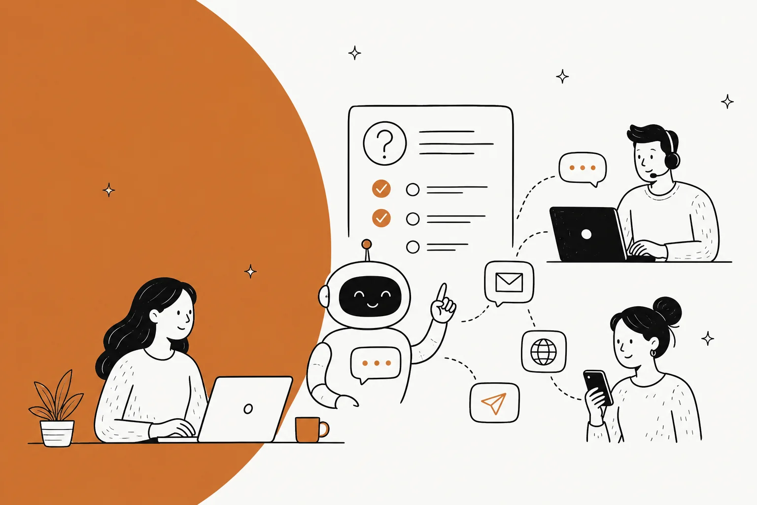 Illustrated banner for a guide on the best AI tools for FAQ automation