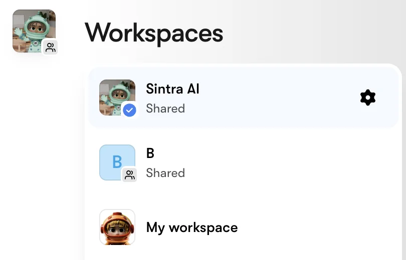 Sintra AI dashboard showing its roster of role-based AI helpers, as taken from Sintra