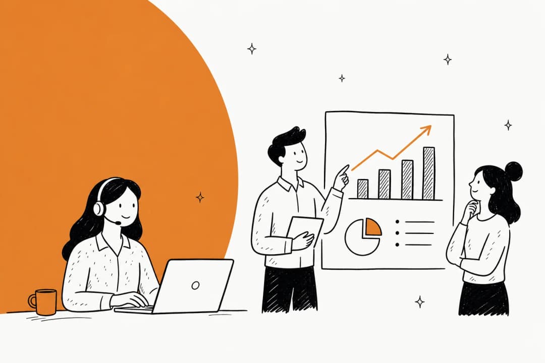 Illustration of call center ROI: return on investment and cost savings for a customer support contact center