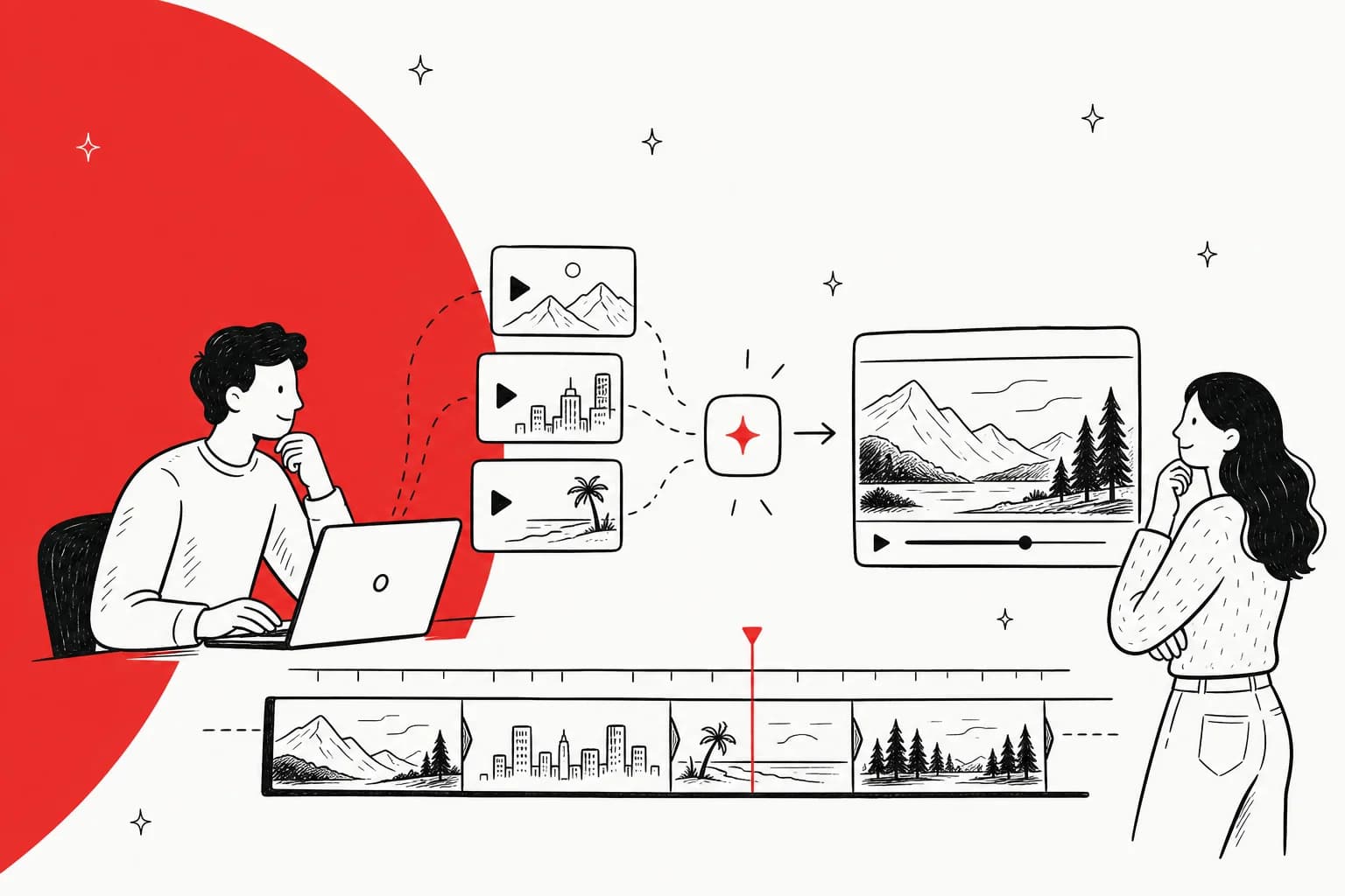 Illustrated hero banner for a roundup of the best Palmier alternatives, AI video editors, in 2026