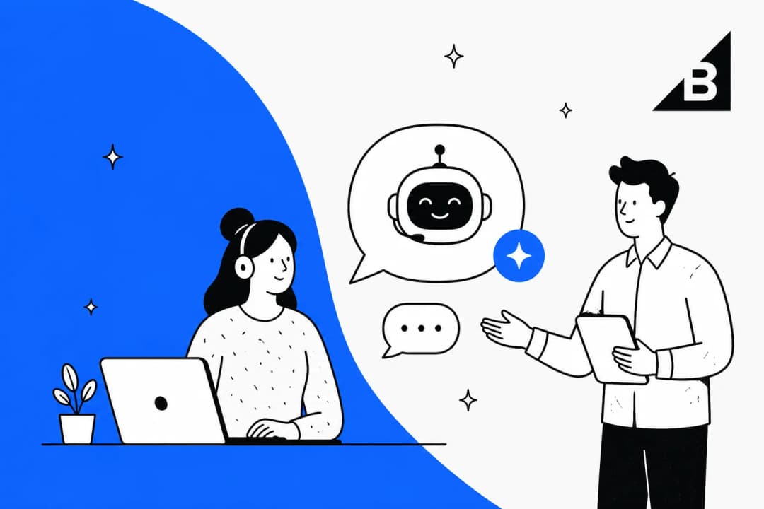 AI chatbot for BigCommerce illustration with the BigCommerce logo