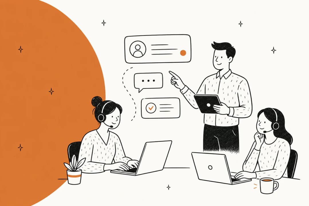 Illustrated banner for a guide on customer service CRM software