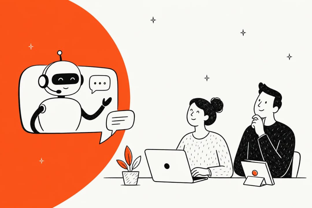 Illustrated banner for a guide to the best AI customer service tools for Magento and Adobe Commerce stores