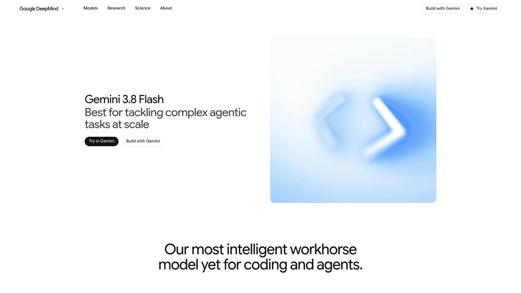 The Gemini 3.8 Flash model page, as taken from Google DeepMind