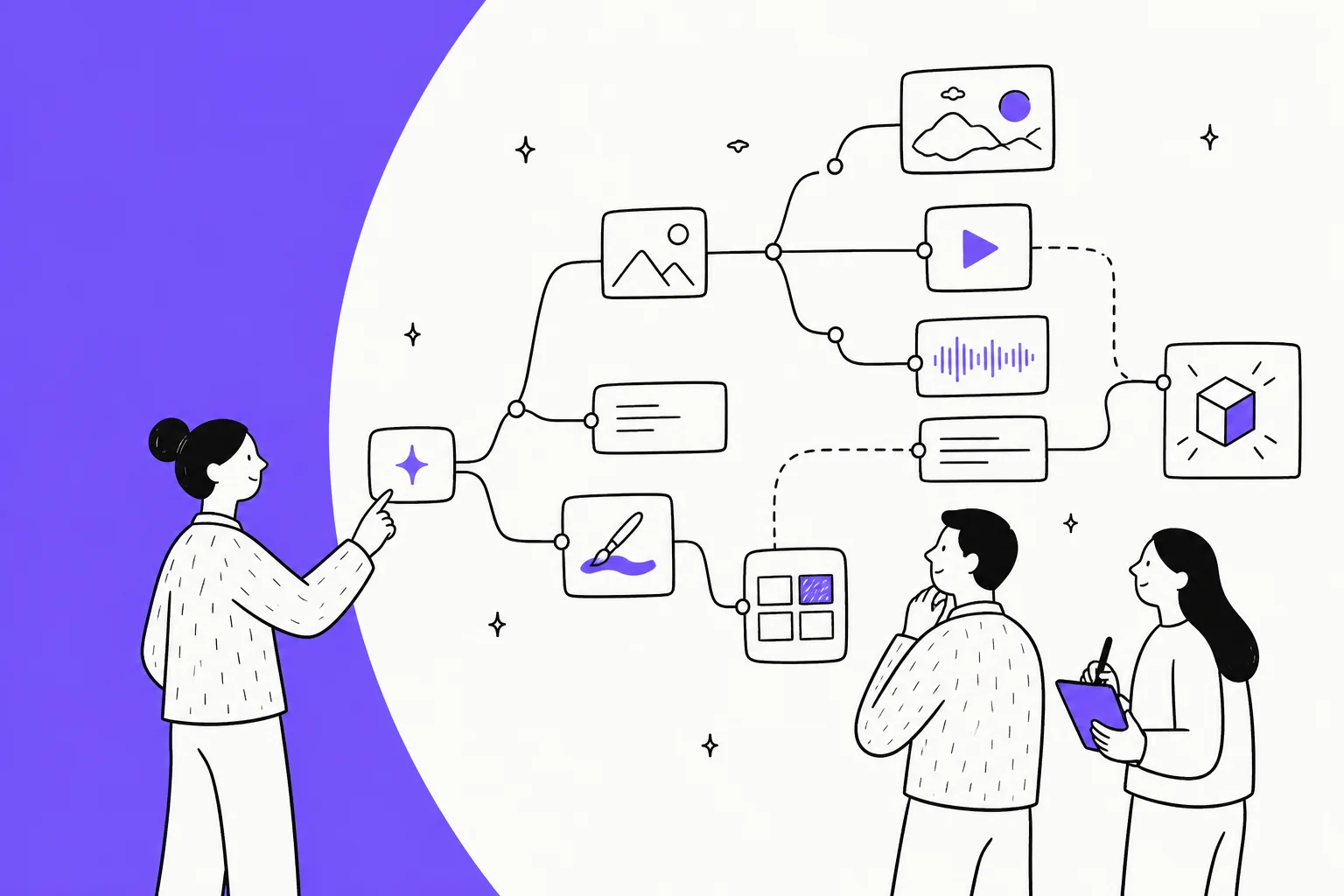 Illustrated hero banner for a guide to Flowith, the AI agent creative workspace built on an infinite node canvas