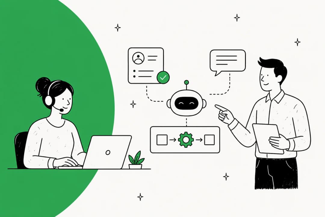 Illustration of AI being added to a ServiceNow ITSM and customer service workflow