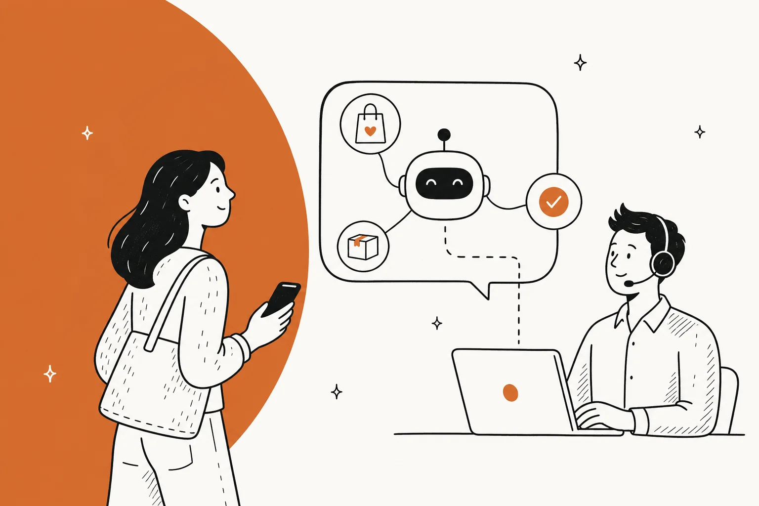 Illustrated hero banner for a guide on automating retail customer support