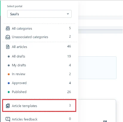 The Freshdesk article template list view under Quick views, as taken from Freshdesk docs
