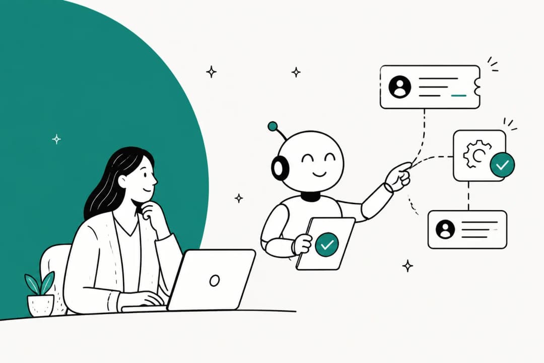 An AI agent taking real actions on customer support tickets alongside a human support agent