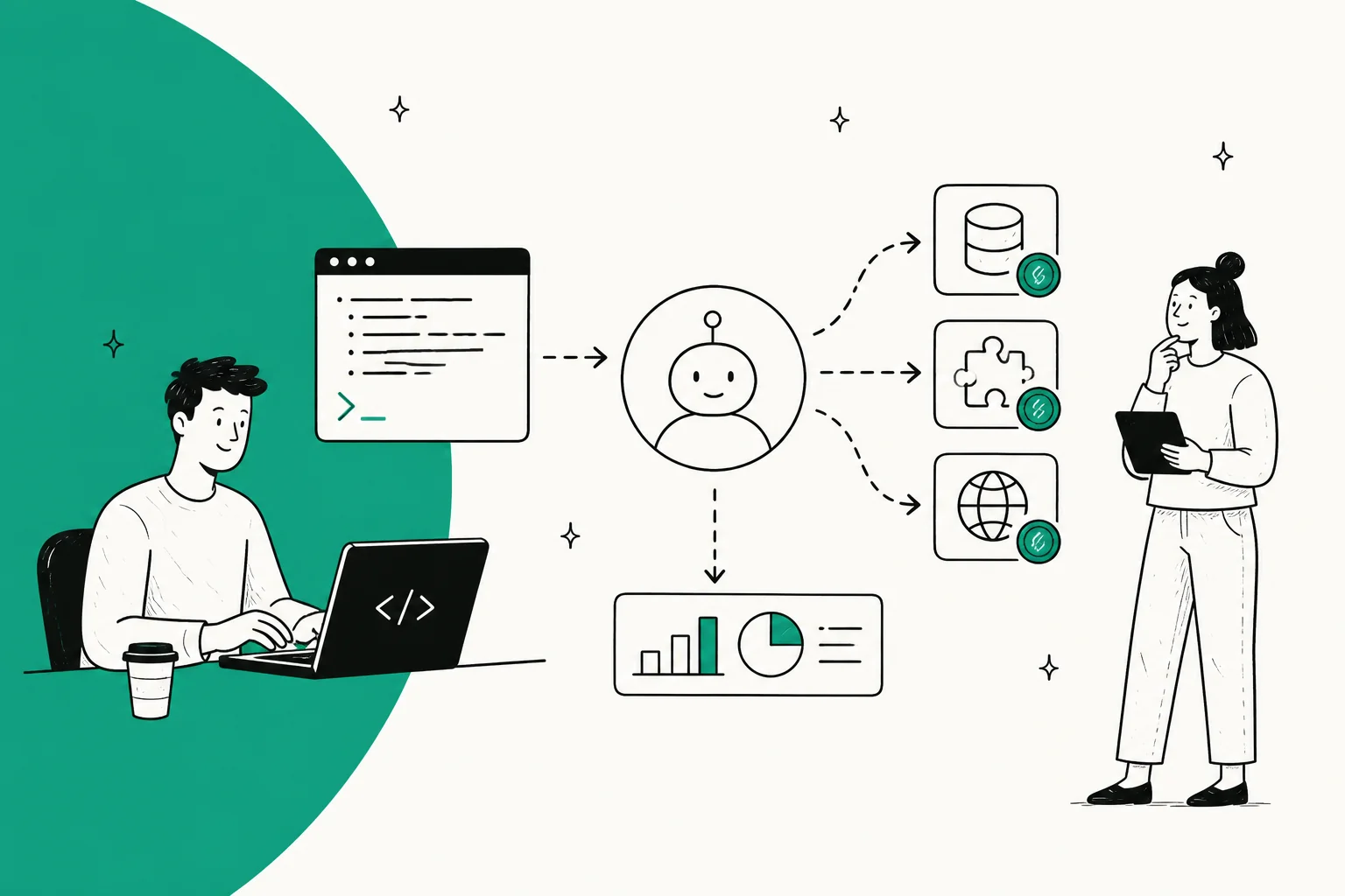 Illustration of the OpenAI Agents API pricing model with API tokens and tool costs