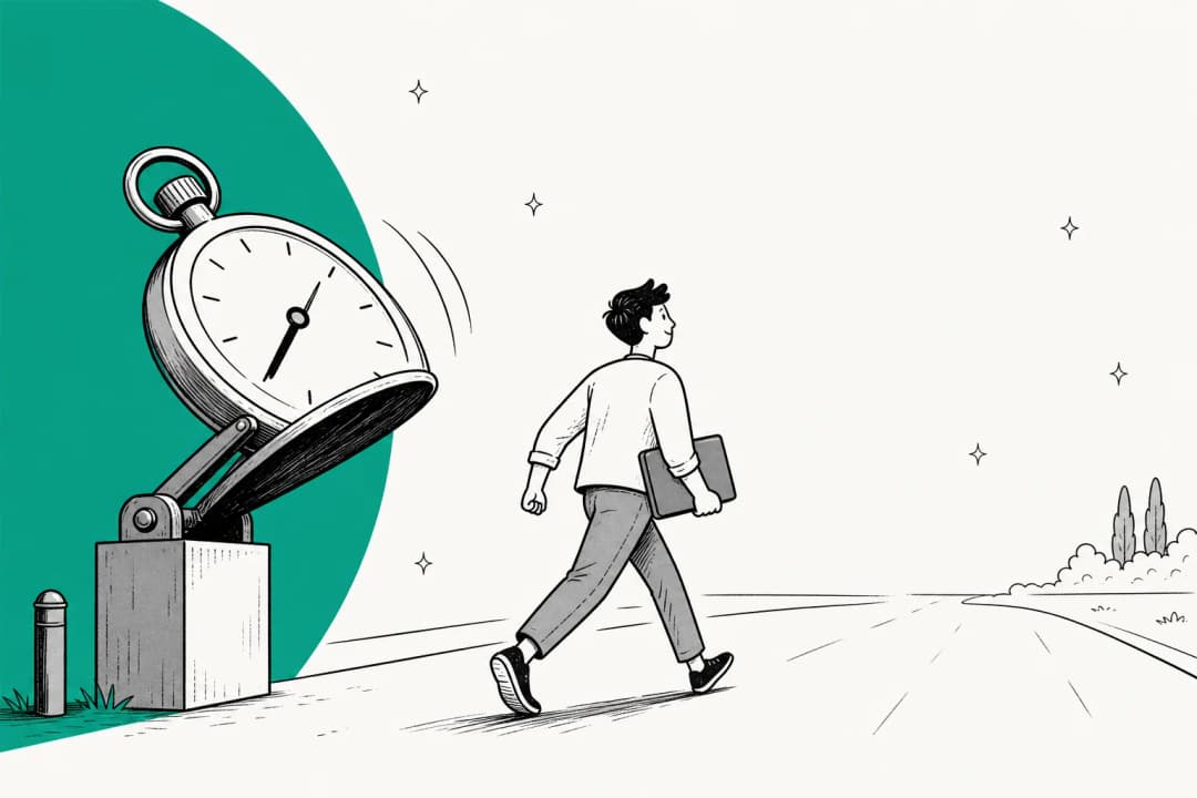 Illustration of a stopwatch lifting away to reveal open runway, representing a lifted usage limit