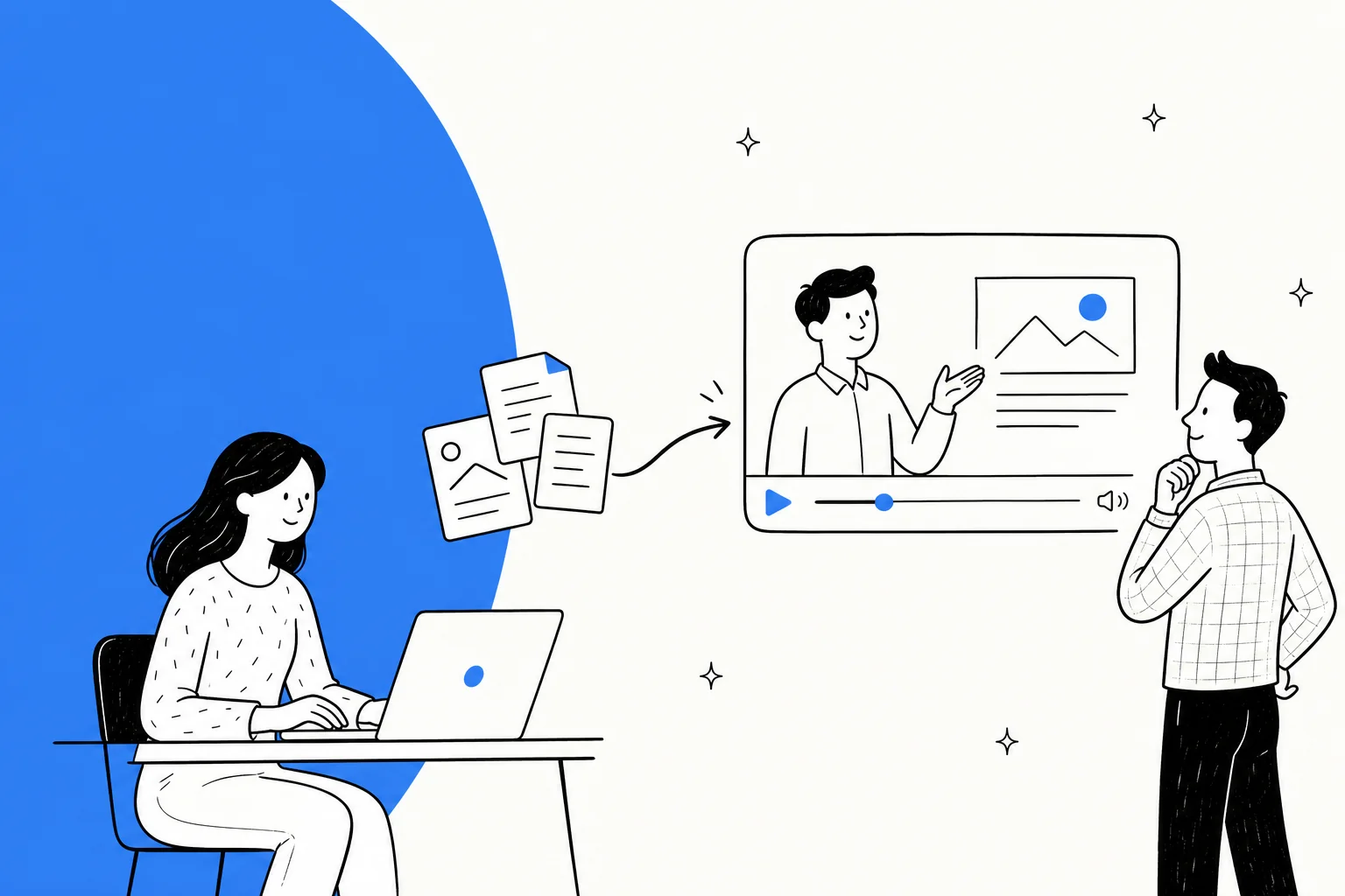 Illustration of Google NotebookLM turning documents into a short vertical video overview